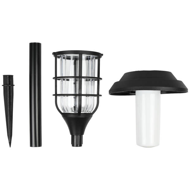 Benson Solar tuinlamp - 3x - zwart - LED flame effect - oplaadbaar - D12 x H43 cmA - Fakkels
