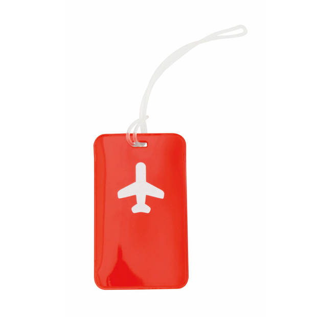Kofferlabel van kunststof - 2x - rood - 11 x 7 cm - reiskoffer/handbagage labels - Bagagelabels