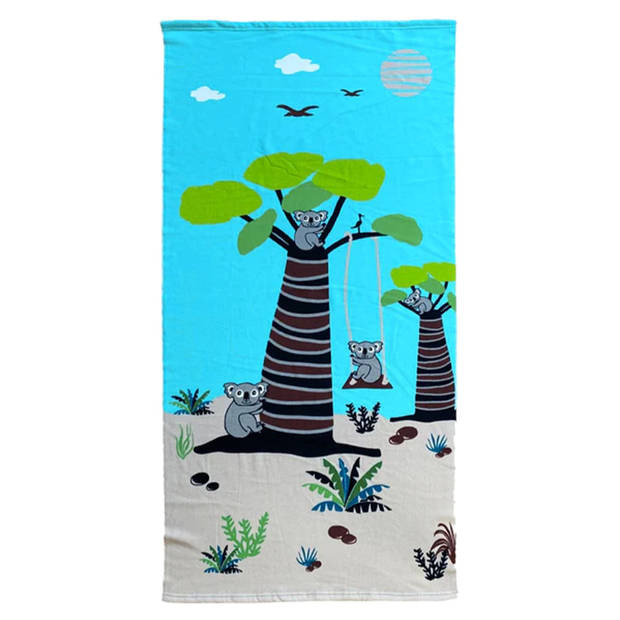 Set van bad cape/poncho met strand/badlaken microvezel - Strandhanddoeken voor kinderen met koalas - Badcapes