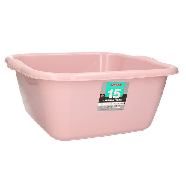 Afwasbak teil - 15 liter - licht roze - kunststof - 41 x 39 x 16,5 cm - Afwasbak