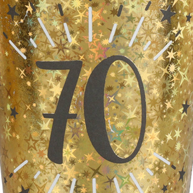 Santex Verjaardag feest bekertjes leeftijd - 10x - 70 jaar - goud - karton - 270 ml - Feestbekertjes