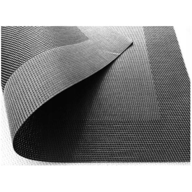 Placemats Hampton - 6x - zwart - PVC - 30 x 45 cm - Placemats