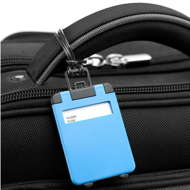 Kofferlabel Jenson - 4x - blauw - 8 x 5.5 cm - reiskoffer/handbagage label - Bagagelabels