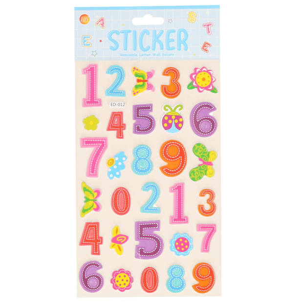 Stickervelletjes - 25x sticker cijfers 0-9- gekleurd - nummers - Stickers