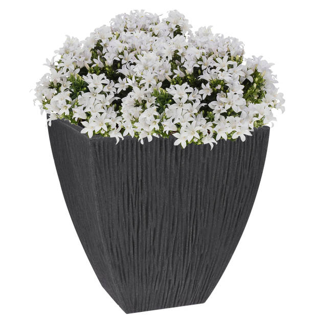 Pro Garden plantenpot/bloempot - 2x - Tuin - kunststof - antraciet grijs - D42 x H43 cm - Plantenpotten