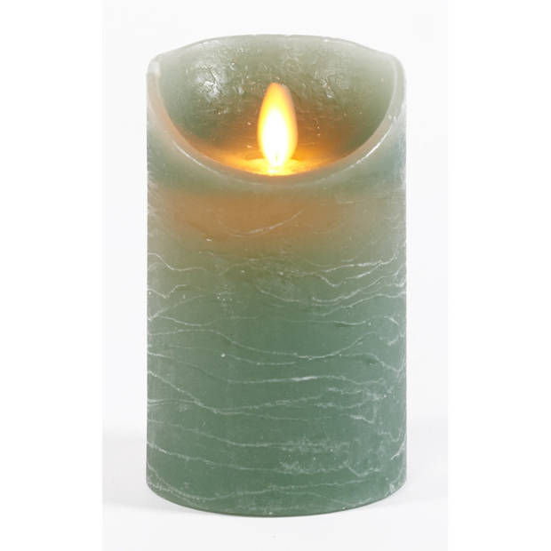 2x LED kaarsen/stompkaarsen jade groen met dansvlam 12,5 cm - LED kaarsen
