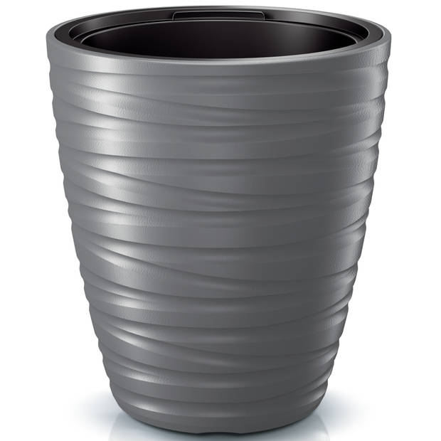 Prosperplast Plantenpot/bloempot Amazing - 2x - buiten/binnen - kunststof - steengrijs - D37 x H42 cm - Plantenpotten