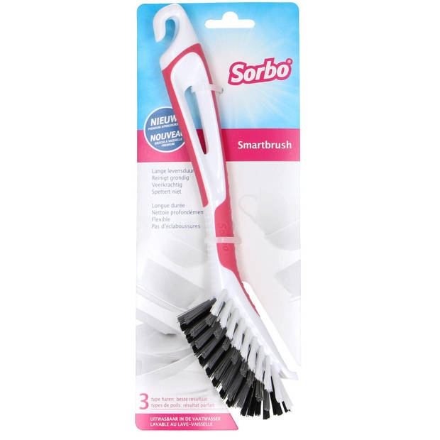 Sorbo Afwasborstel - 2x - smartbrush - roze - vezelharen - Afwasborstel