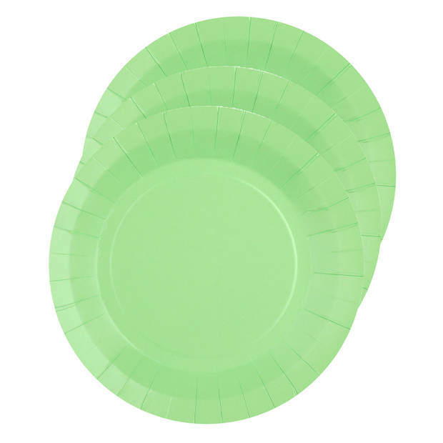 Santex Feest borden set - 20x stuks - licht groen - 17 cm en 22 cm - Feestbordjes
