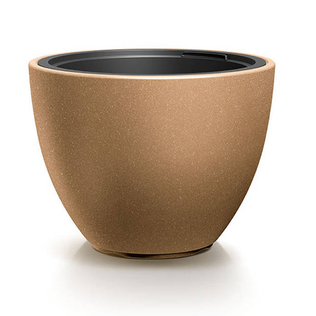 Prosperplast Plantenpot/bloempot Sevilla - 2x - buiten/binnen - kunststof - hout/beige - D39 x H30 cm - Plantenpotten