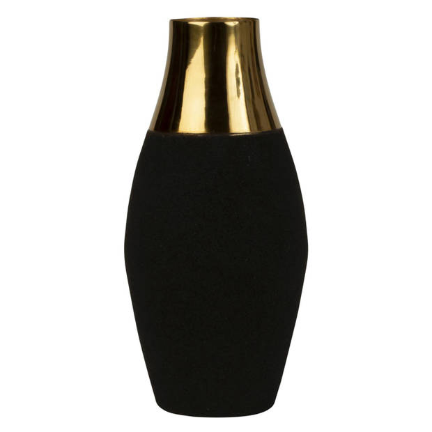 Bloemenvaas Monaco de luxe - zwart/goud - metaal - D12 x H25 cm - Vazen