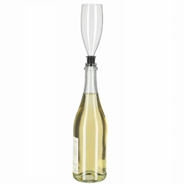 Cepewa Champagnefles schenkdop champagneglas - 2x - Gadgets/funkado - /vrijgezellenfeest/moederdag - Wijnafsluiters