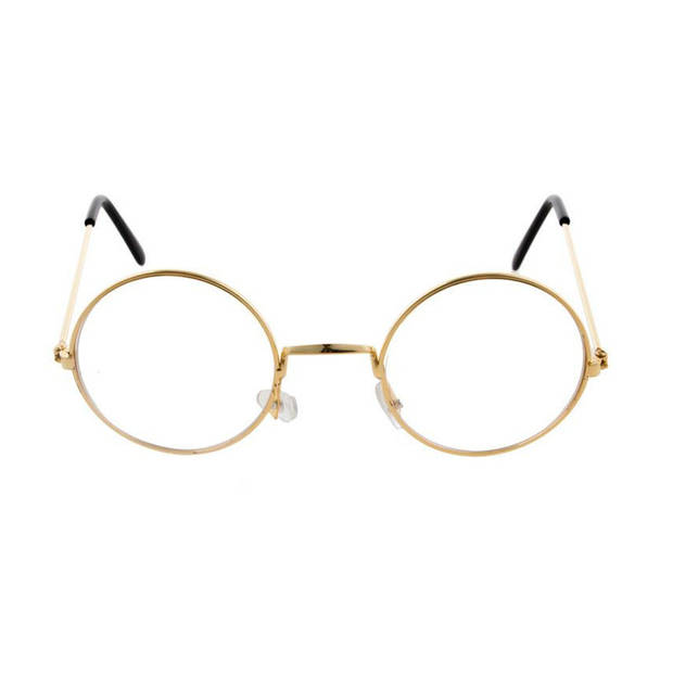 Kerstman bril - rond - goud montuur - voor volwassenen - Verkleedbrillen