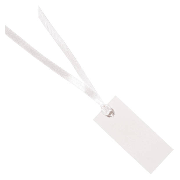 Santex cadeaulabels met lintje - set 120x stuks - wit - 3 x 7 cm - naam tags - Cadeauversiering