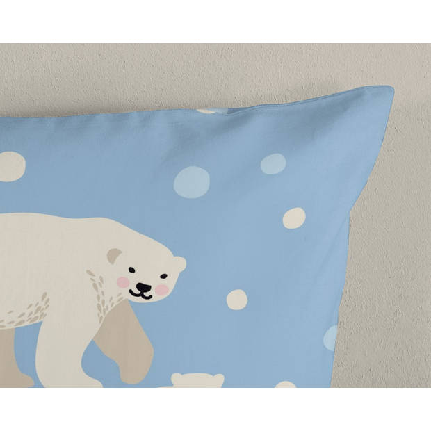 Good Morning Kinder Dekbedovertrek Flanel Polar Bear - blauw 140x200/220cm