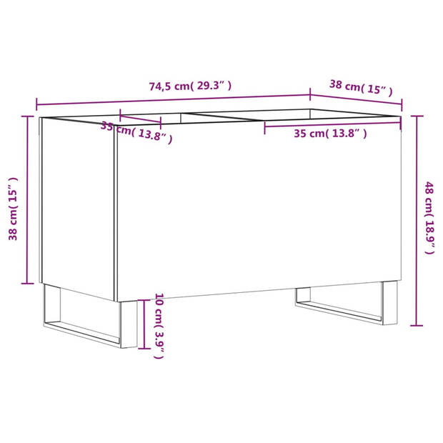 vidaXL Platenkast 74,5x38x48 cm bewerkt hout wit