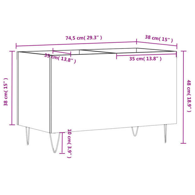 vidaXL Platenkast 74,5x38x48 cm bewerkt hout sonoma eikenkleurig