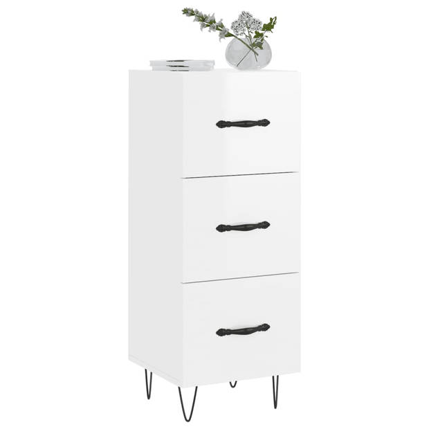 The Living Store Dressoir - Bijzetkast - 34.5 x 34 x 90 cm - Hoogglans wit