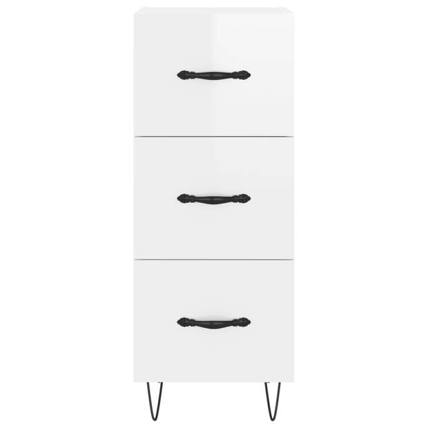 The Living Store Dressoir - Bijzetkast - 34.5 x 34 x 90 cm - Hoogglans wit