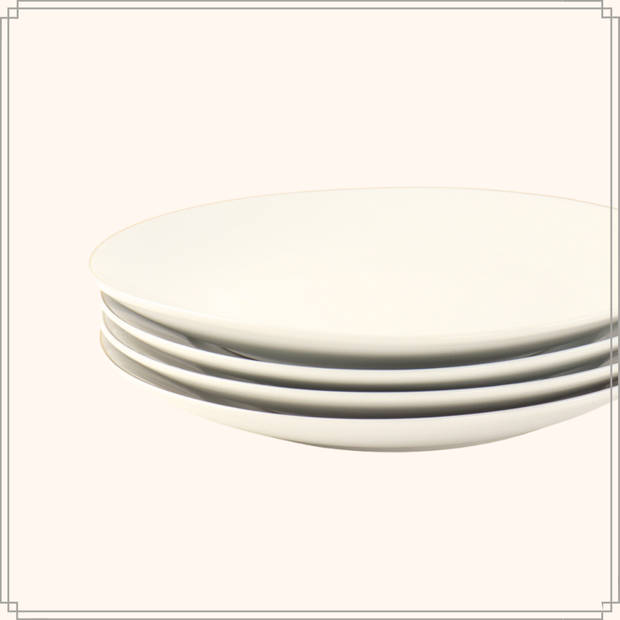 OTIX Dinerborden - Borden - Set van 6 Stuks - 26cm - Wit met Gouden rand - Porselein - Crocus