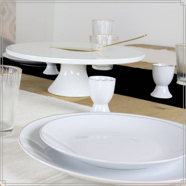 OTIX Dinerborden - Borden - Set van 6 Stuks - 26cm - Wit met Gouden rand - Porselein - Crocus