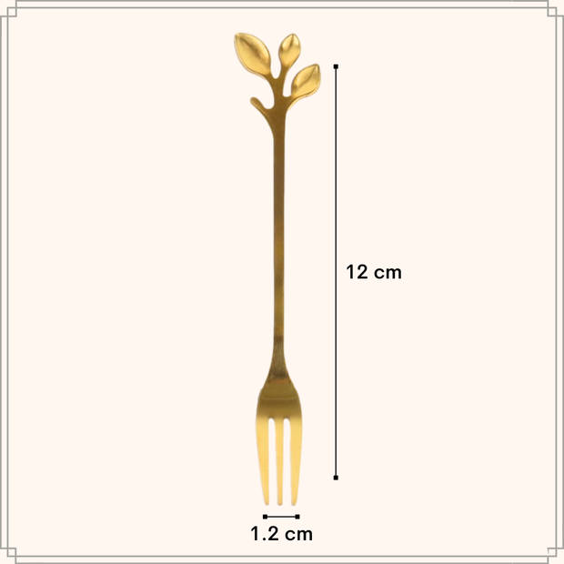 OTIX Gebaksvorkjes - 4 stuks - Goud met Bladeren - Dessertvorkjes - Taartvorkjes - LEAF