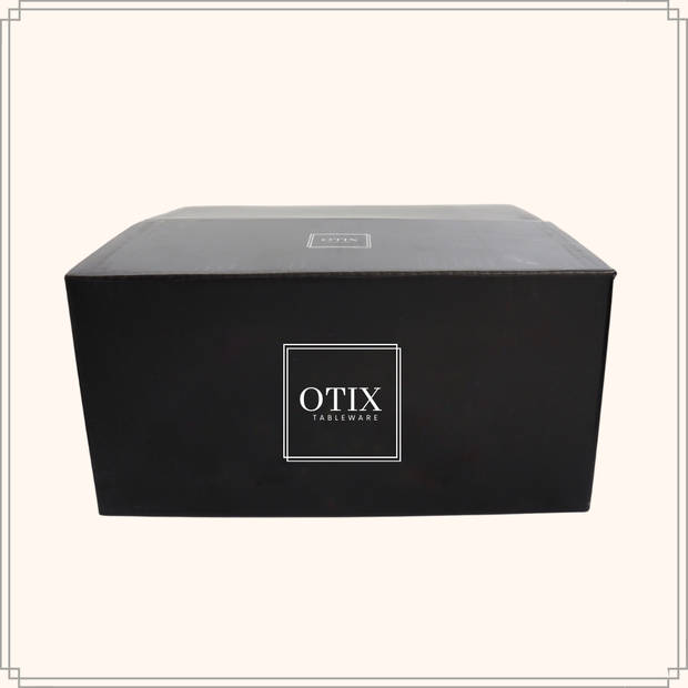 OTIX Soepborden - Diepe Pasta Borden - Set van 6 stuks - 18cm - Zwart met Gouden Rand - DAHLIA