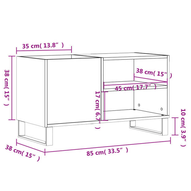 vidaXL Platenkast 85x38x48 cm bewerkt hout grijs sonoma eikenkleurig