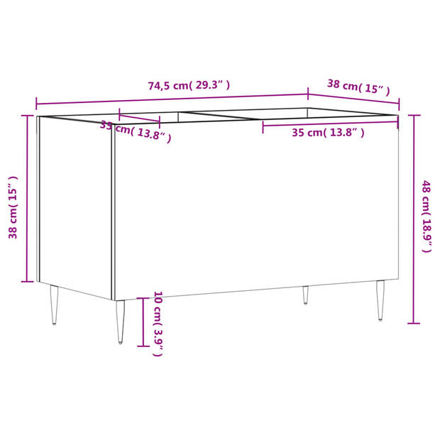 vidaXL Platenkast 74,5x38x48 cm bewerkt hout betongrijs