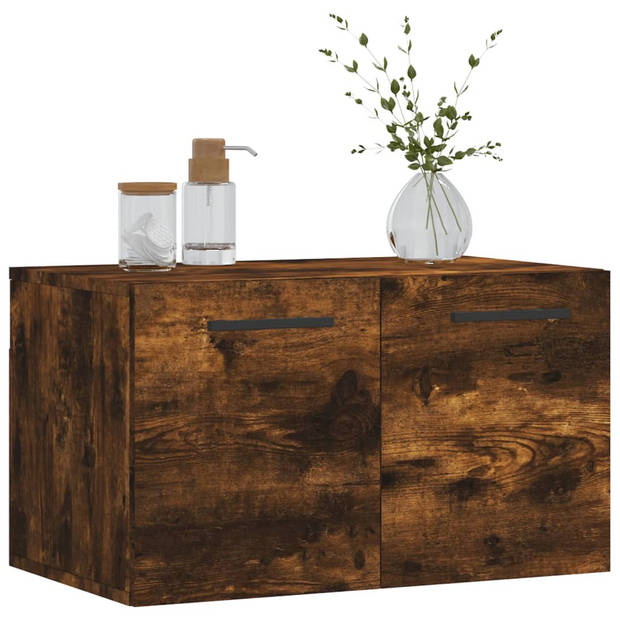 The Living Store Zwevende Wandkast - Gerookt Eiken - 60 x 36.5 x 35 cm - Duurzaam hout - Montage vereist