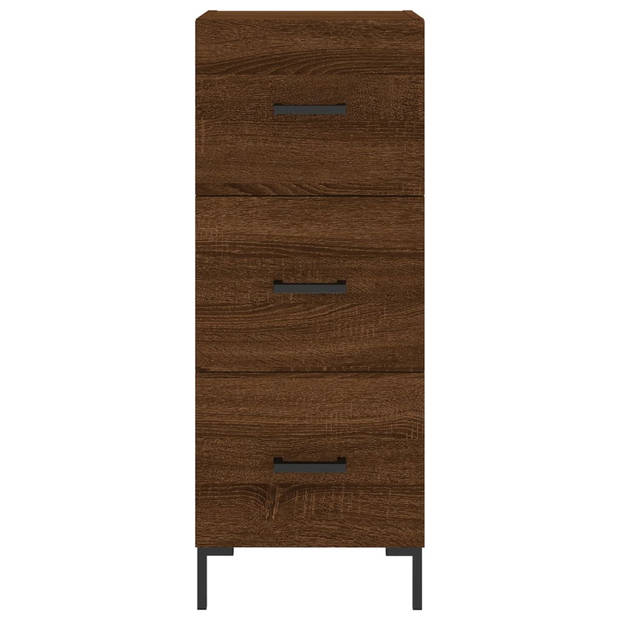 The Living Store Hoge Kast - Bruineiken - Dressoir 34.5x34x90cm + Opzetkast 34.5x34x90cm - Duurzaam materiaal