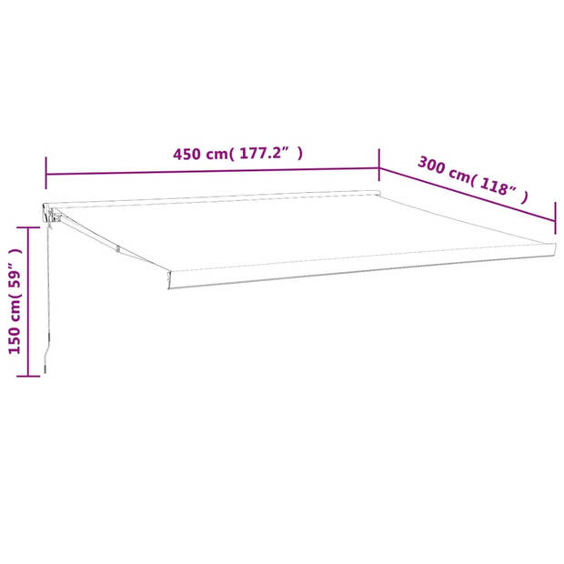 vidaXL Luifel uittrekbaar 4,5x3 m stof en aluminium geel en wit