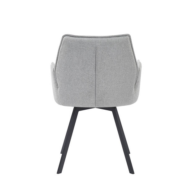 Livingfurn - Eetkamerstoel Louise Grey - Stof / Gecoat Staal - 1 stuk