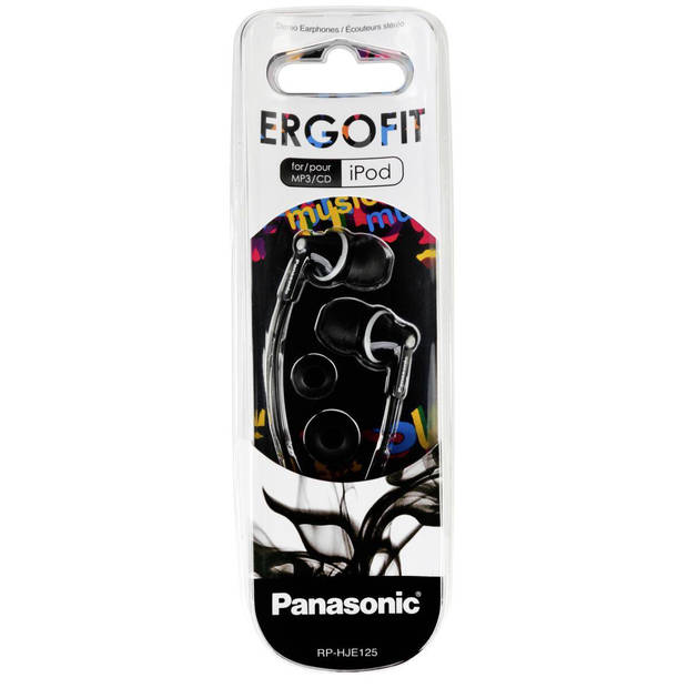 Panasonic RP HJE125E-K - Ergofit - headphones - in-ear - zwart