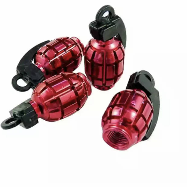 TT-product ventieldoppen Red Grenades handgranaat 4 stuks rood