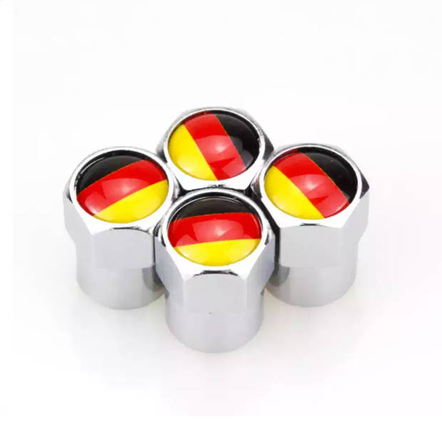 TT-products ventieldoppen aluminium Duitse vlag zilver 4 stuks