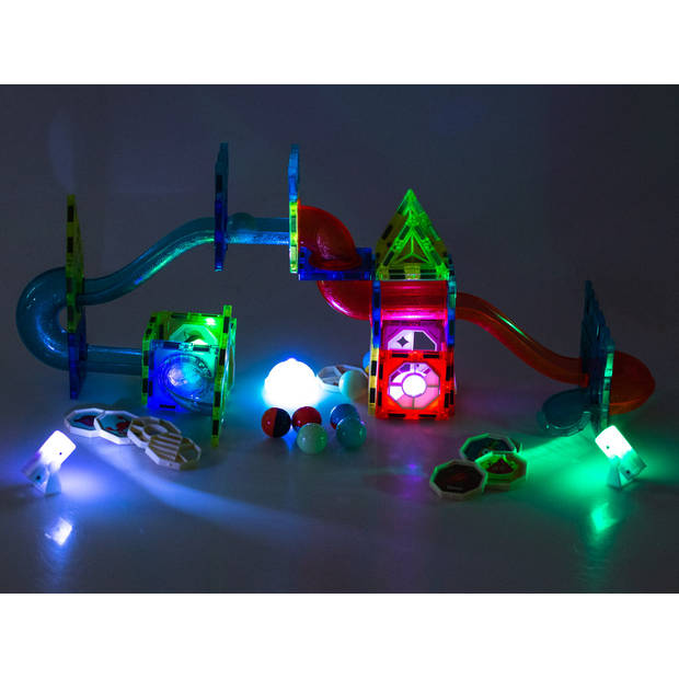 75 delige lichtgevende magnetische knikkerbaan - STEM speelgoed - Geschikt vanaf 3 jaar