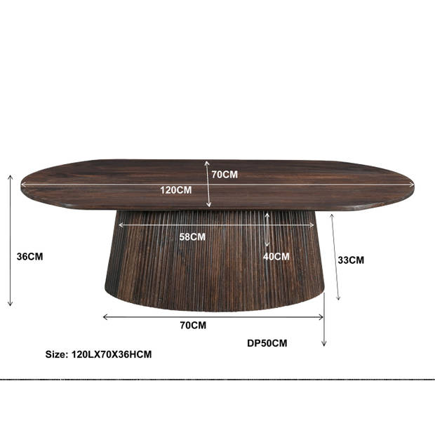 Livingfurn - Salontafel Salvator Walnut Oval 120 - Mangohout