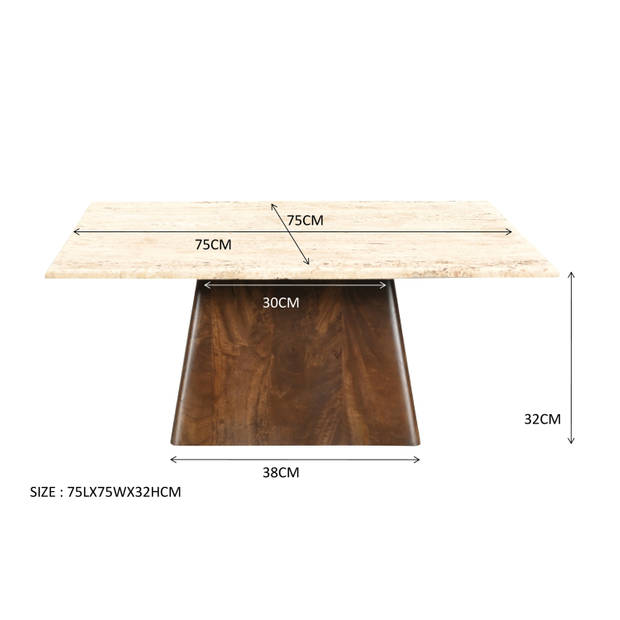 Livingfurn - Salontafel Valentino 75cm - Mangohout