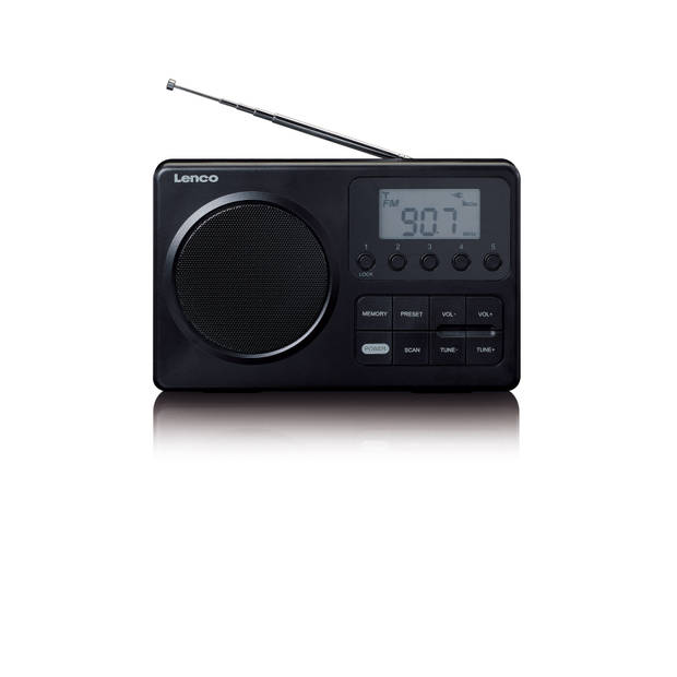 Compacte draagbare FM Radio met LCD-scherm Lenco Zwart