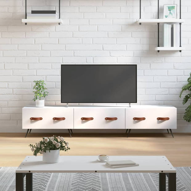 The Living Store TV-meubel - wit bewerkt hout en ijzer - 150 x 36 x 30 cm (B x D x H)