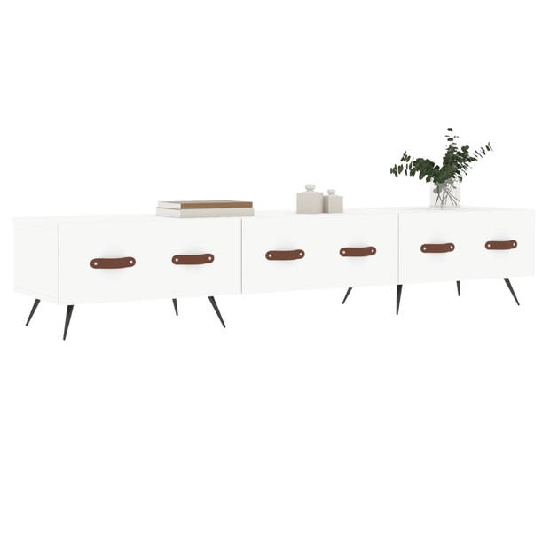 The Living Store TV-meubel - wit bewerkt hout en ijzer - 150 x 36 x 30 cm (B x D x H)