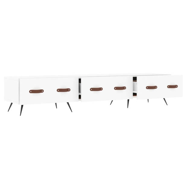 The Living Store TV-meubel - wit bewerkt hout en ijzer - 150 x 36 x 30 cm (B x D x H)