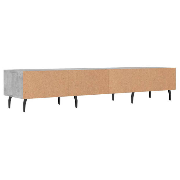 The Living Store TV-meubel Betongrijs - 150 x 36 x 30 cm - Stevig bewerkt hout - IJzeren poten