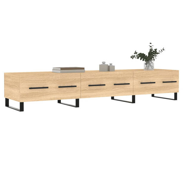 The Living Store Tv-meubel Sonoma eiken - 150x36x30cm - opbergruimte - ijzeren poten