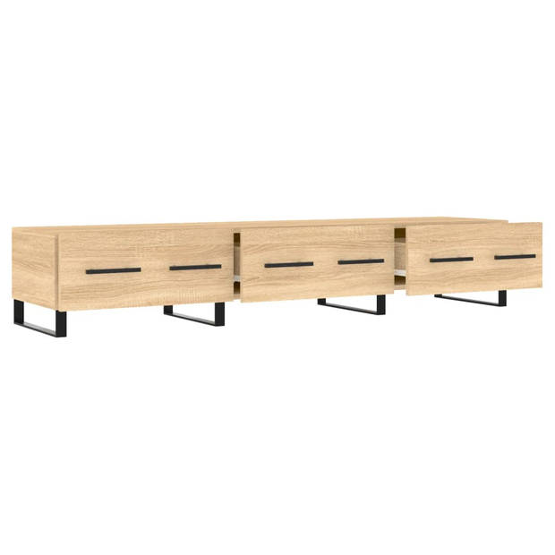 The Living Store Tv-meubel Sonoma eiken - 150x36x30cm - opbergruimte - ijzeren poten