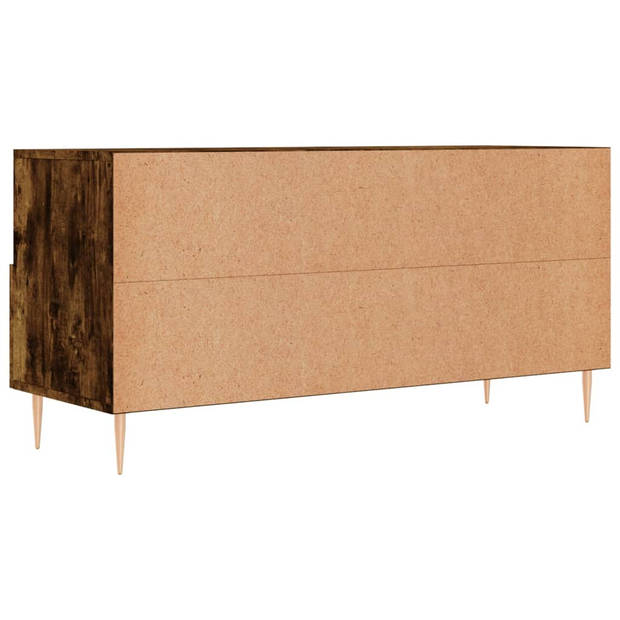 The Living Store TV-meubel - Gerookt eiken - 102 x 36 x 50 cm - Bewerkt hout en ijzer