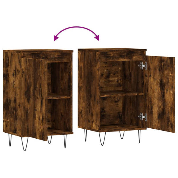 The Living Store Dressoir - Gerookt Eiken - 40 x 35 x 70 cm - Metalen Poten