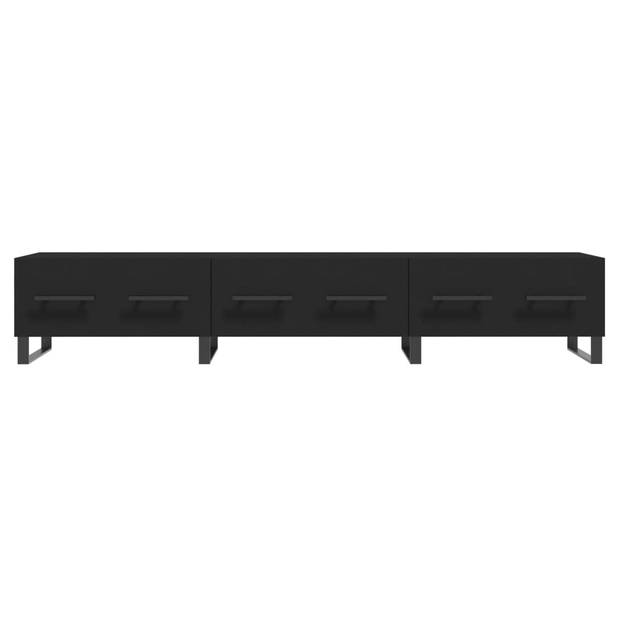 The Living Store Televisiekast TVM001 - 150 x 36 x 30 cm - Zwart - Bewerkt hout en ijzer