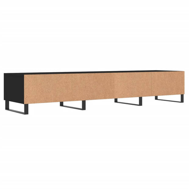 The Living Store Televisiekast TVM001 - 150 x 36 x 30 cm - Zwart - Bewerkt hout en ijzer